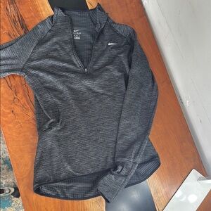 Nike Gray Fitted Long Sleeve Polo Sweatshirt